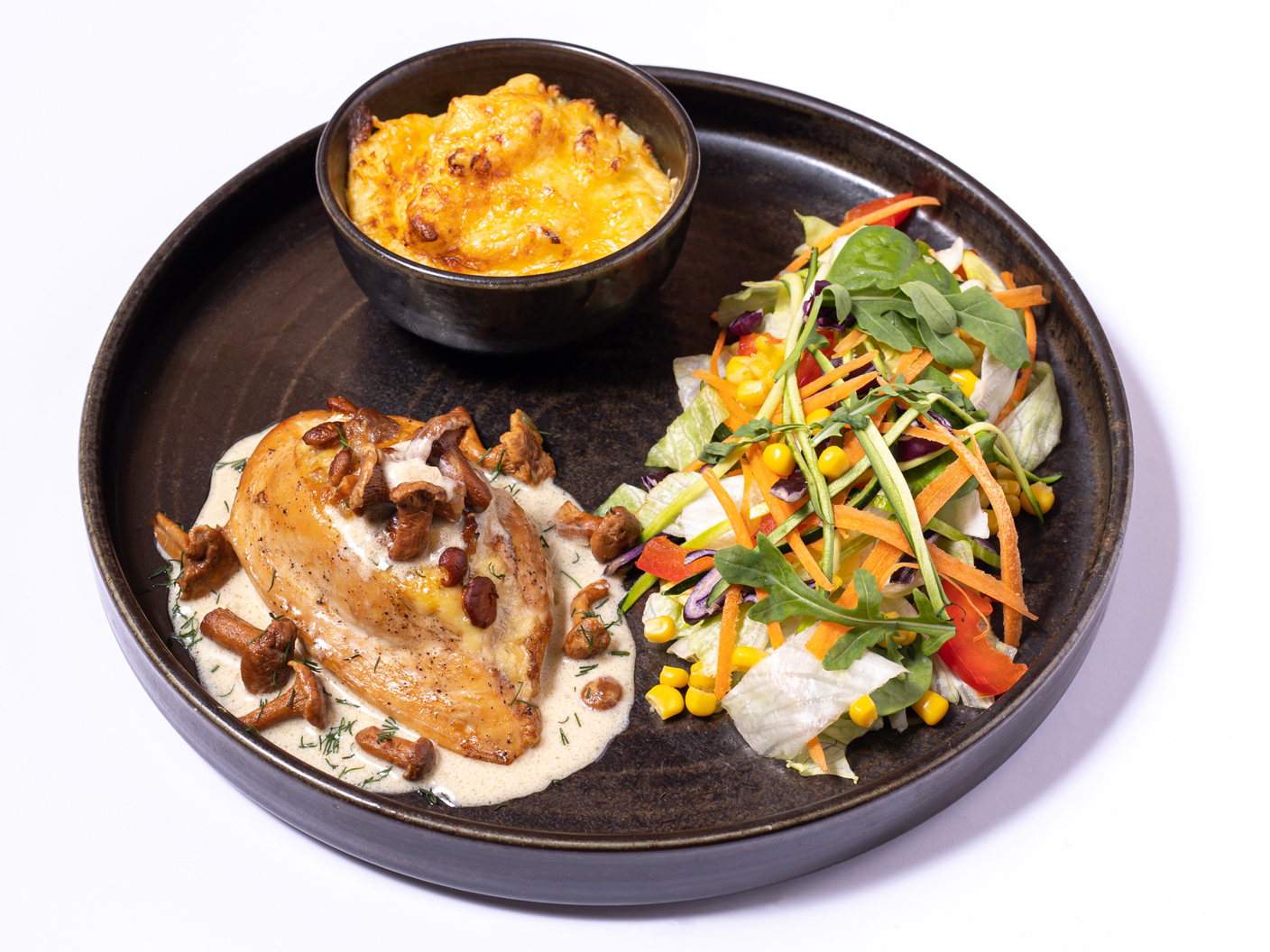 Vištienos filė kepsnys su voveraičių ir lydyto sūrio įdaru